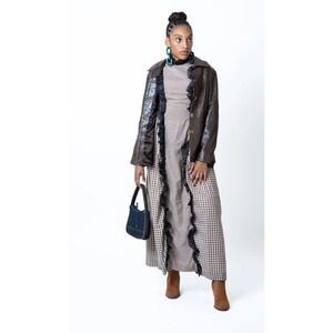 California Calliope Dress Size Small Brown Plaid Vintage Cottagecore  Prairie